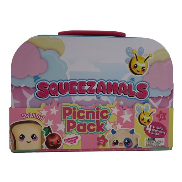 Squeezemals Picnic Pack - Unbox 4 Exclusive Characters for a Fun Day Out! - New - Picture 1 of 4